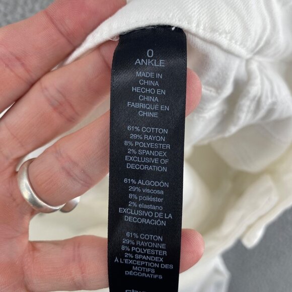 Chicos Jeans Women 0 US 4 White So Slimming Girlfriend Ankle Lace Patch Stretch - Picture 6 of 12